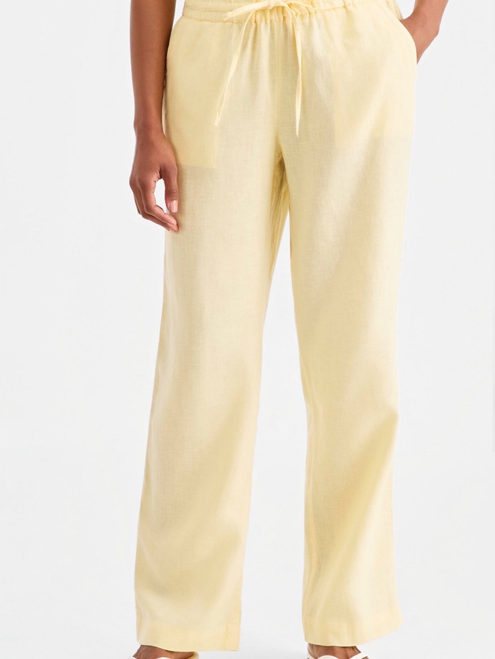 Butter Yellow 100% Linen Button-Up Top and Pants Set - Picture 9 of 10